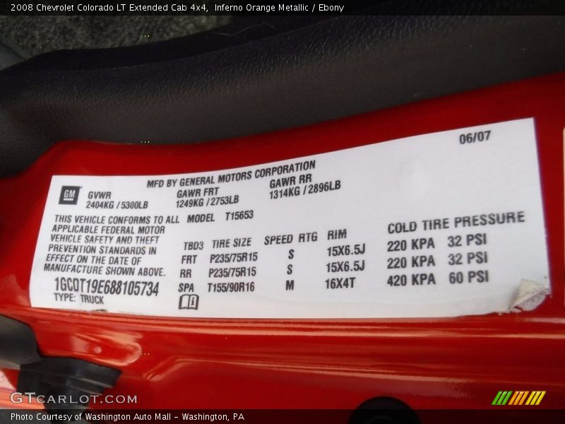 Inferno Orange Metallic / Ebony 2008 Chevrolet Colorado LT Extended Cab 4x4