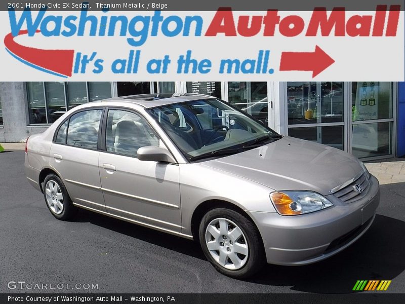 Titanium Metallic / Beige 2001 Honda Civic EX Sedan