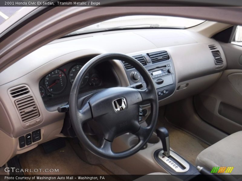 Titanium Metallic / Beige 2001 Honda Civic EX Sedan