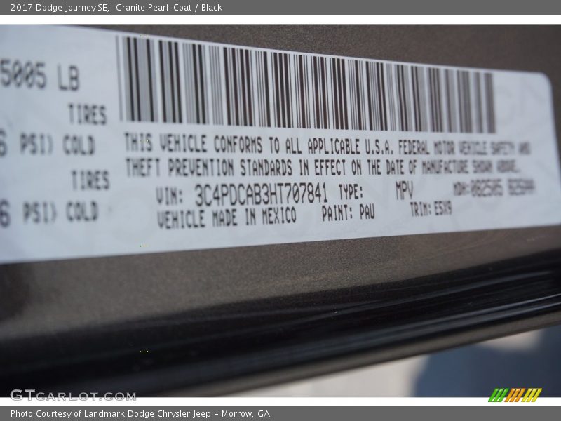 Granite Pearl-Coat / Black 2017 Dodge Journey SE
