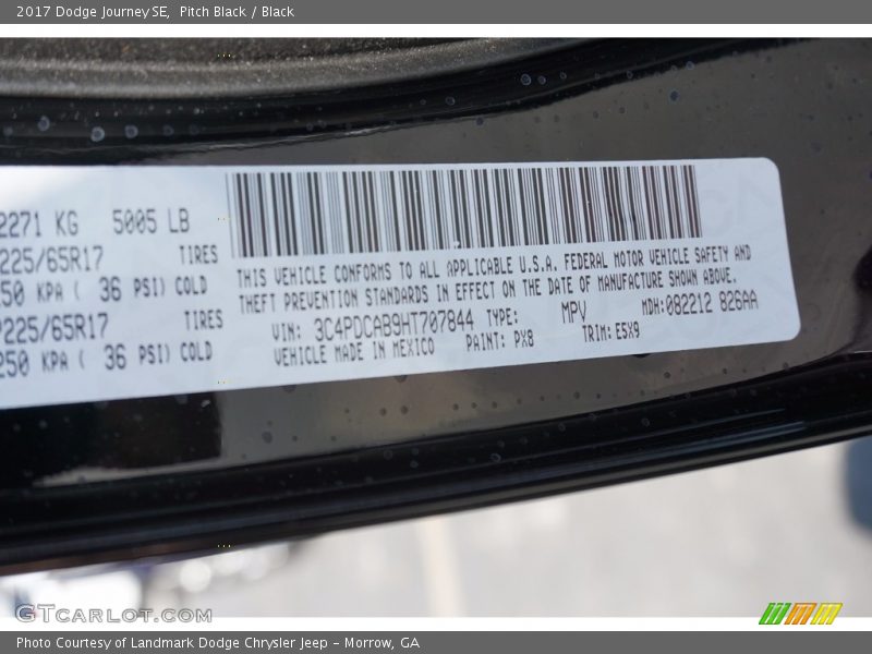 Pitch Black / Black 2017 Dodge Journey SE