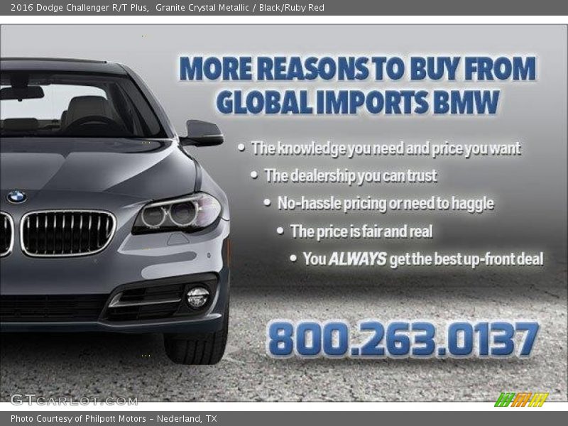 Granite Crystal Metallic / Black/Ruby Red 2016 Dodge Challenger R/T Plus
