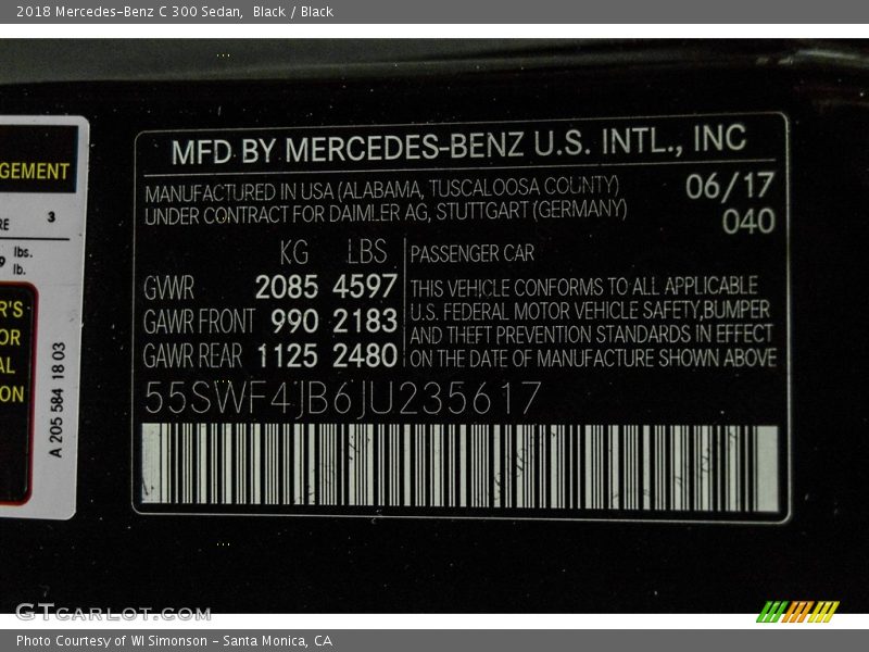 Black / Black 2018 Mercedes-Benz C 300 Sedan