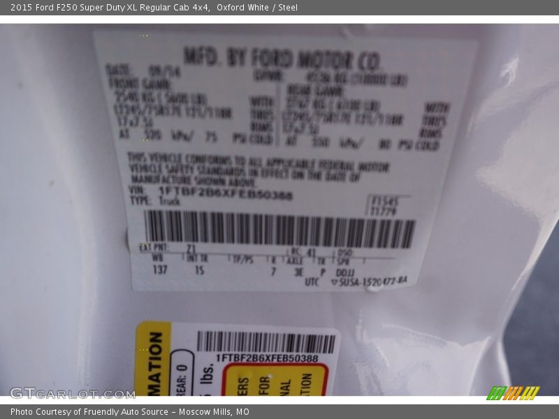 Oxford White / Steel 2015 Ford F250 Super Duty XL Regular Cab 4x4