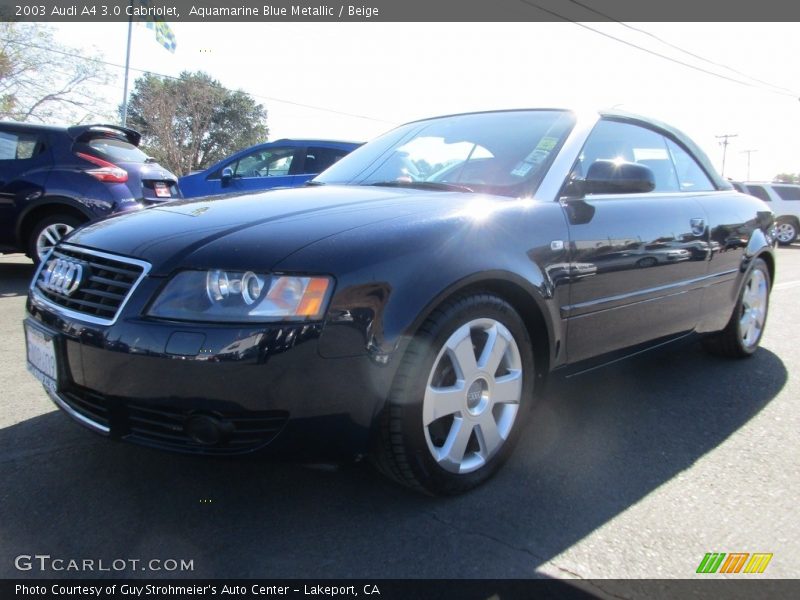 Aquamarine Blue Metallic / Beige 2003 Audi A4 3.0 Cabriolet