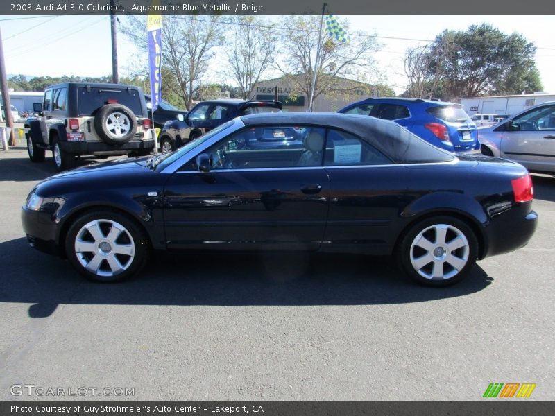 Aquamarine Blue Metallic / Beige 2003 Audi A4 3.0 Cabriolet