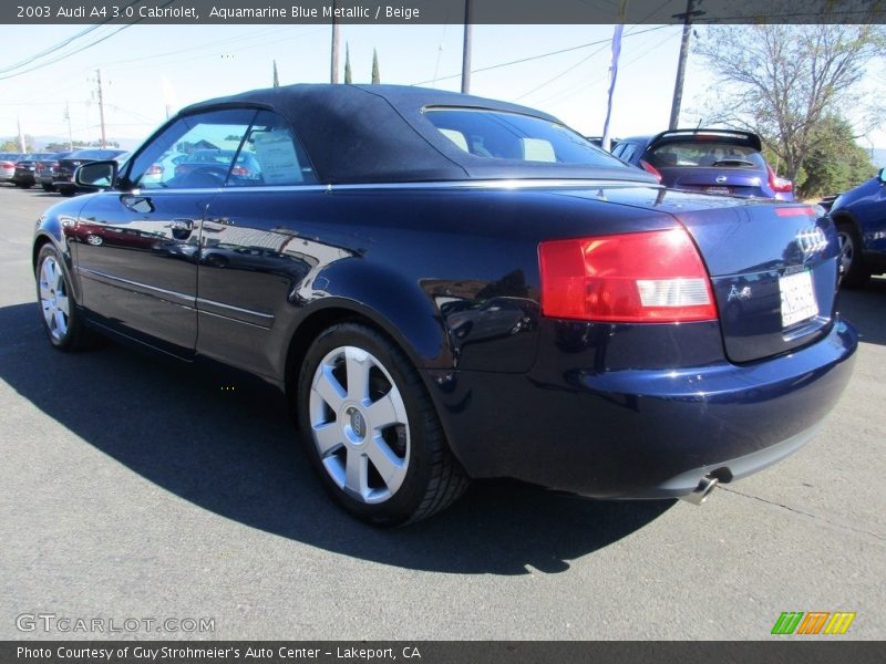 Aquamarine Blue Metallic / Beige 2003 Audi A4 3.0 Cabriolet