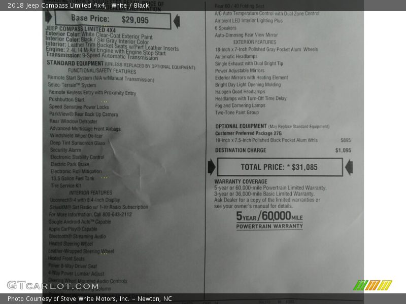 White / Black 2018 Jeep Compass Limited 4x4