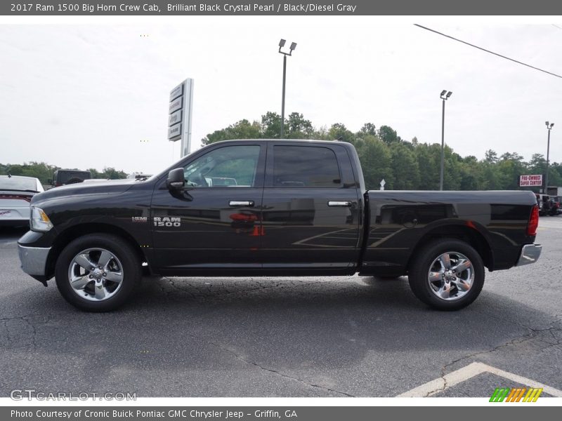 Brilliant Black Crystal Pearl / Black/Diesel Gray 2017 Ram 1500 Big Horn Crew Cab