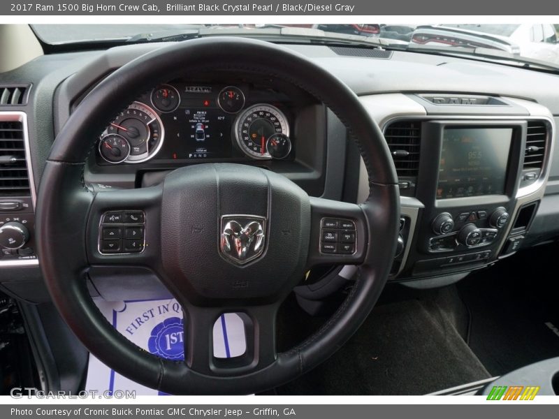 Brilliant Black Crystal Pearl / Black/Diesel Gray 2017 Ram 1500 Big Horn Crew Cab