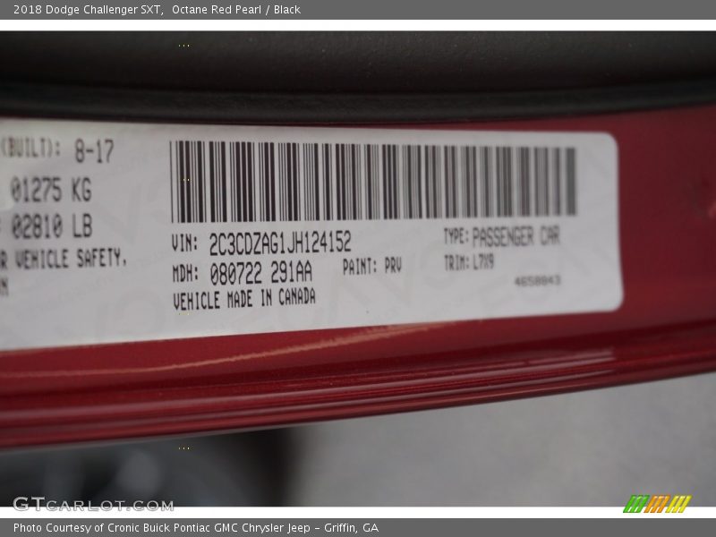 Octane Red Pearl / Black 2018 Dodge Challenger SXT