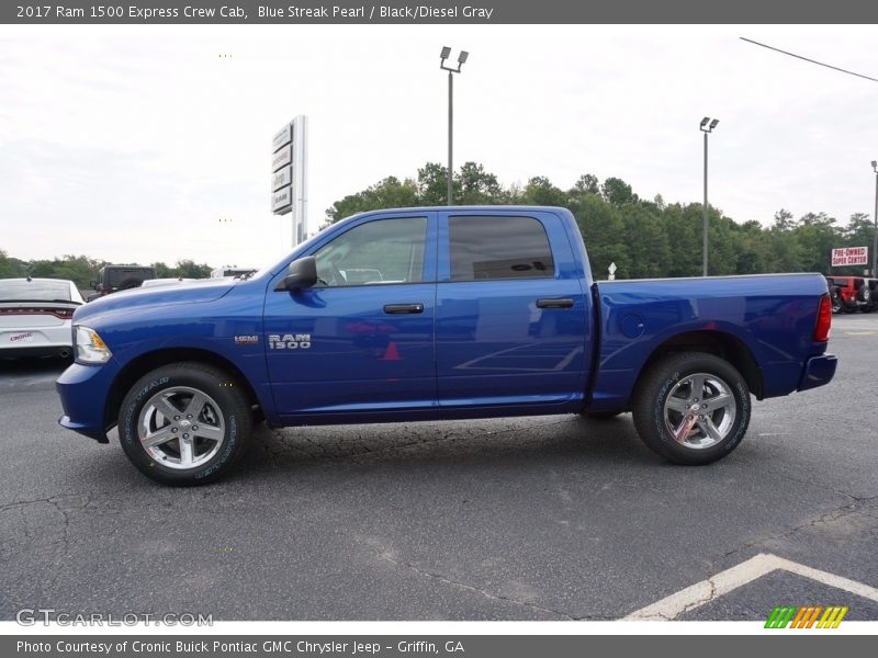 Blue Streak Pearl / Black/Diesel Gray 2017 Ram 1500 Express Crew Cab