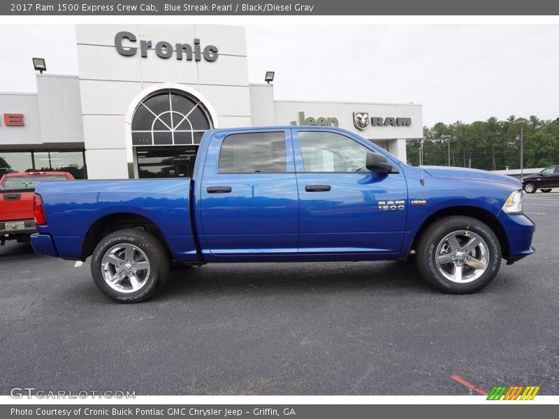 Blue Streak Pearl / Black/Diesel Gray 2017 Ram 1500 Express Crew Cab