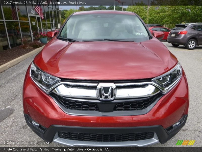 Molten Lava Pearl / Ivory 2017 Honda CR-V EX-L AWD