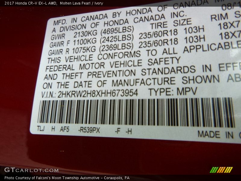 Molten Lava Pearl / Ivory 2017 Honda CR-V EX-L AWD