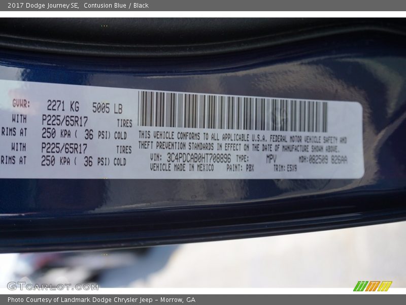 Contusion Blue / Black 2017 Dodge Journey SE