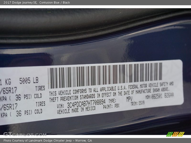 Contusion Blue / Black 2017 Dodge Journey SE