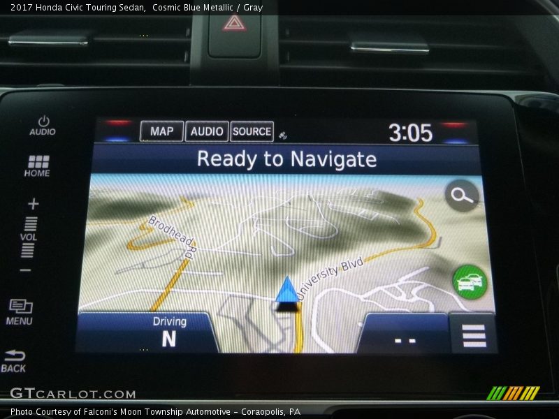 Cosmic Blue Metallic / Gray 2017 Honda Civic Touring Sedan