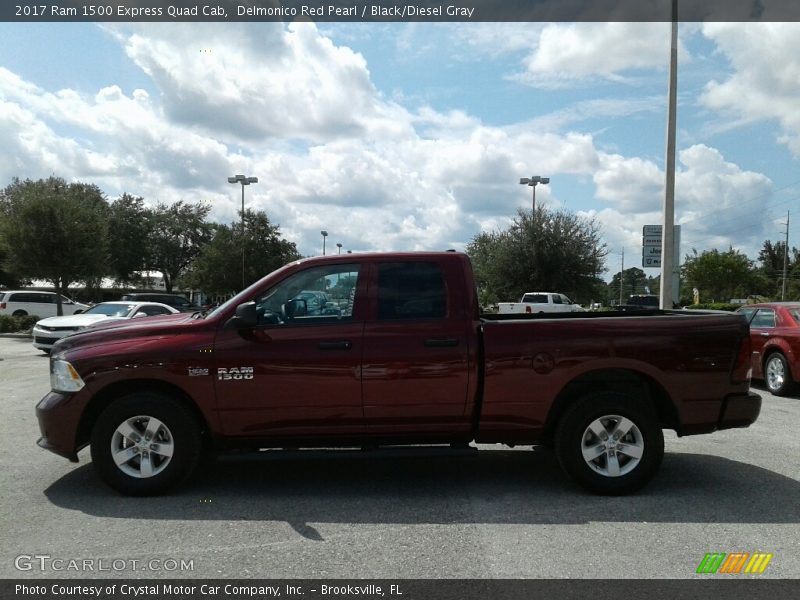 Delmonico Red Pearl / Black/Diesel Gray 2017 Ram 1500 Express Quad Cab