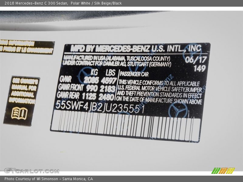 Polar White / Silk Beige/Black 2018 Mercedes-Benz C 300 Sedan