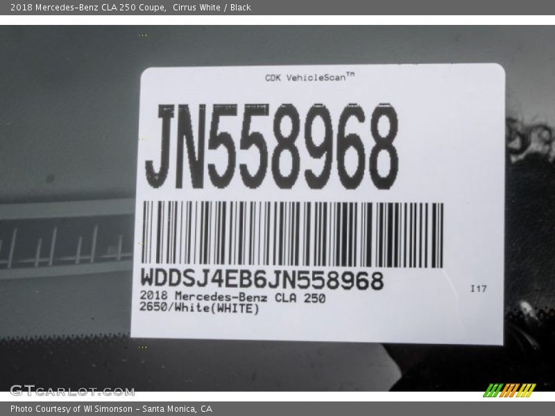 Cirrus White / Black 2018 Mercedes-Benz CLA 250 Coupe