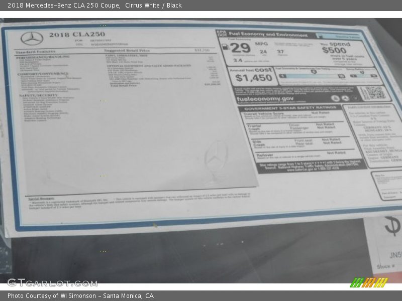 Cirrus White / Black 2018 Mercedes-Benz CLA 250 Coupe