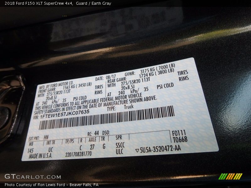 Guard / Earth Gray 2018 Ford F150 XLT SuperCrew 4x4