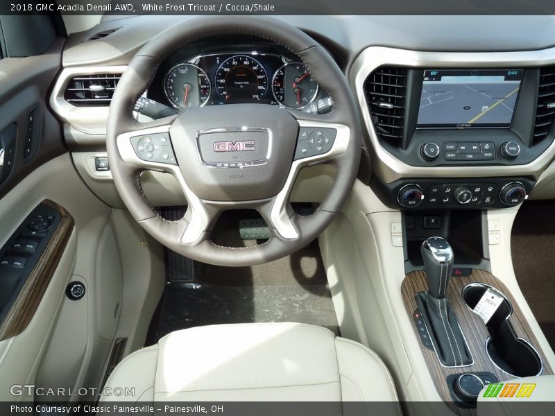 White Frost Tricoat / Cocoa/Shale 2018 GMC Acadia Denali AWD