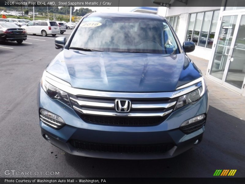 Steel Sapphire Metallic / Gray 2016 Honda Pilot EX-L AWD