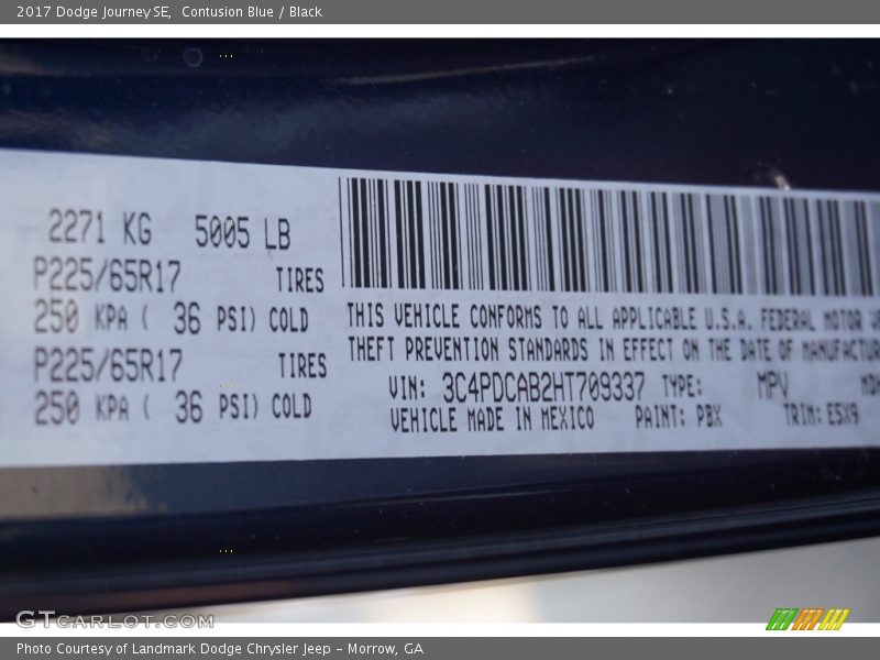 Contusion Blue / Black 2017 Dodge Journey SE