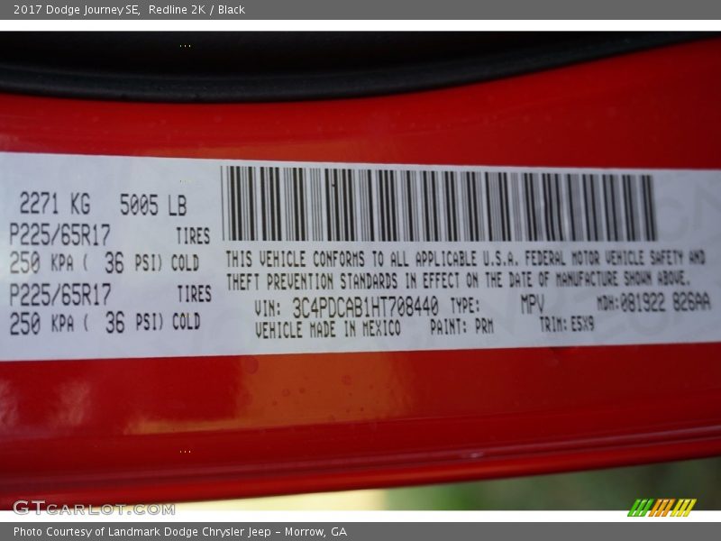 Redline 2K / Black 2017 Dodge Journey SE