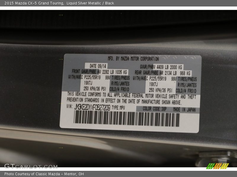 Liquid Silver Metallic / Black 2015 Mazda CX-5 Grand Touring