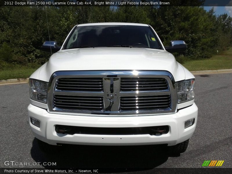 Bright White / Light Pebble Beige/Bark Brown 2012 Dodge Ram 2500 HD Laramie Crew Cab 4x4