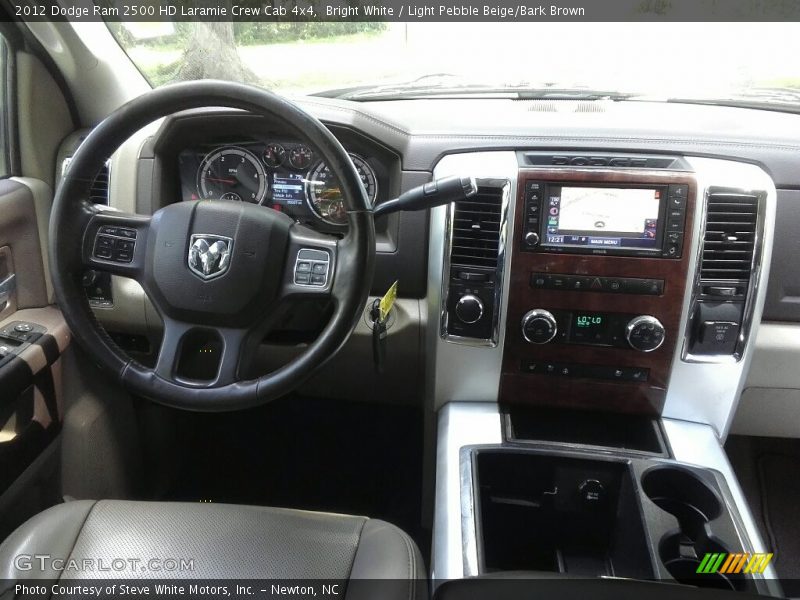 Bright White / Light Pebble Beige/Bark Brown 2012 Dodge Ram 2500 HD Laramie Crew Cab 4x4