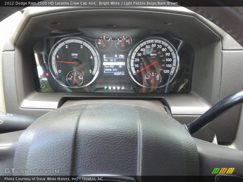Bright White / Light Pebble Beige/Bark Brown 2012 Dodge Ram 2500 HD Laramie Crew Cab 4x4
