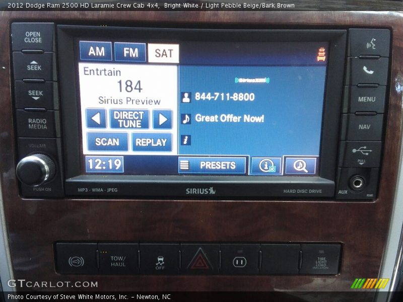 Bright White / Light Pebble Beige/Bark Brown 2012 Dodge Ram 2500 HD Laramie Crew Cab 4x4