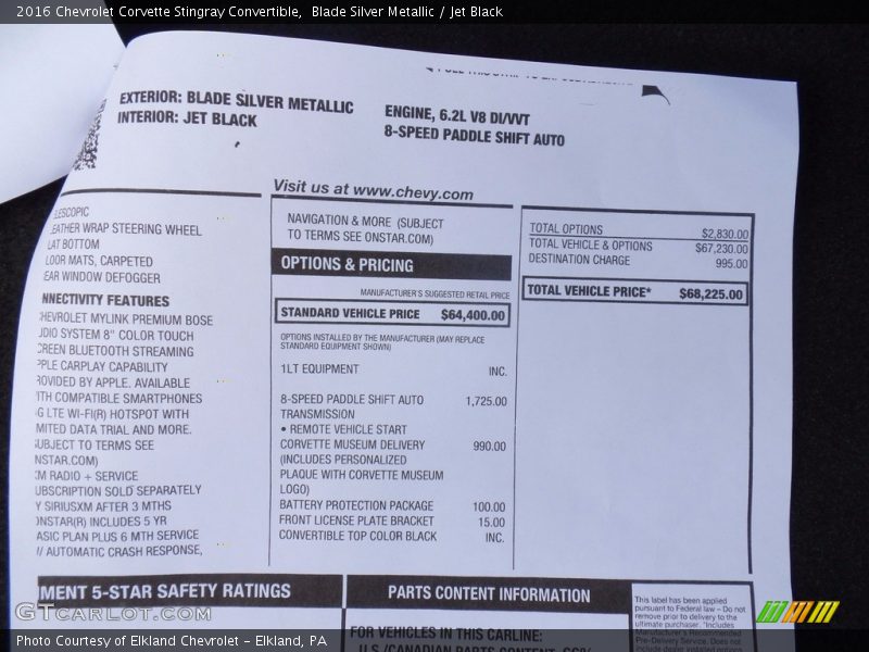 Blade Silver Metallic / Jet Black 2016 Chevrolet Corvette Stingray Convertible