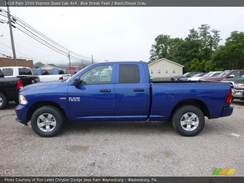 Blue Streak Pearl / Black/Diesel Gray 2018 Ram 1500 Express Quad Cab 4x4