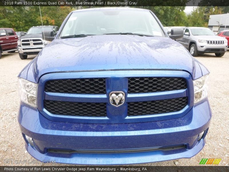 Blue Streak Pearl / Black/Diesel Gray 2018 Ram 1500 Express Quad Cab 4x4