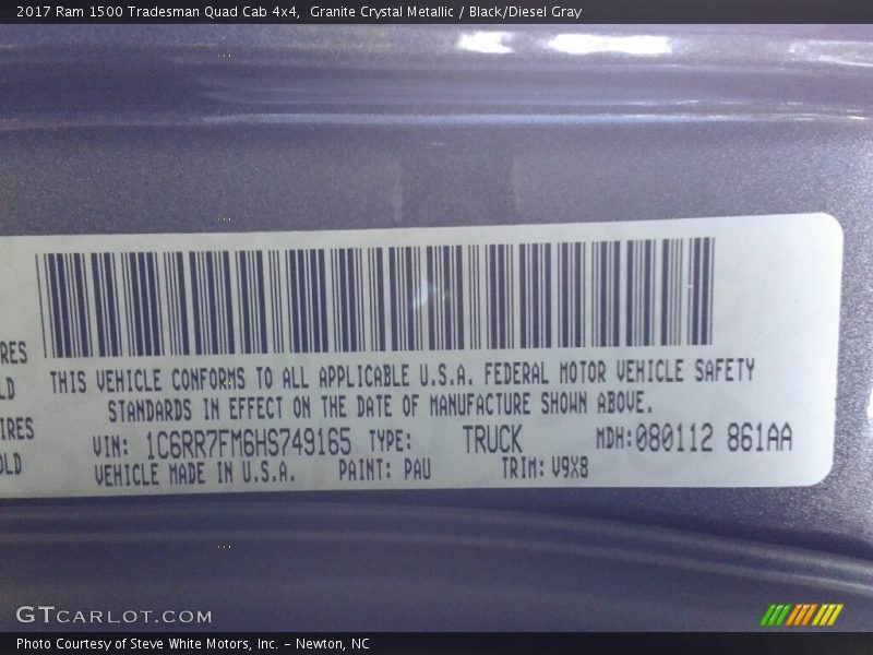 Granite Crystal Metallic / Black/Diesel Gray 2017 Ram 1500 Tradesman Quad Cab 4x4