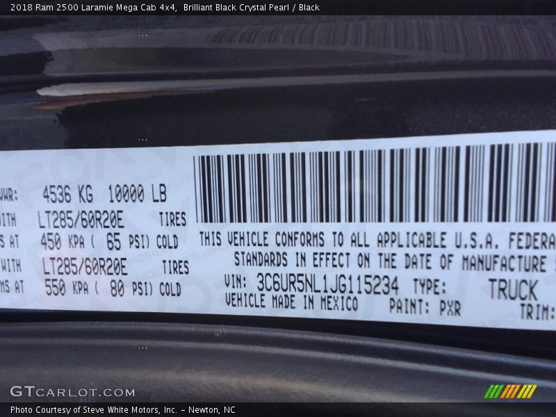 Brilliant Black Crystal Pearl / Black 2018 Ram 2500 Laramie Mega Cab 4x4