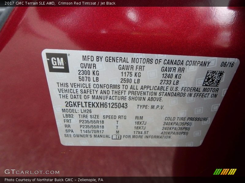 Crimson Red Tintcoat / Jet Black 2017 GMC Terrain SLE AWD