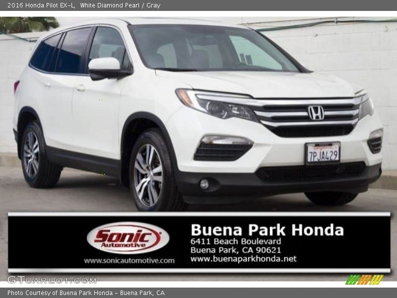 White Diamond Pearl / Gray 2016 Honda Pilot EX-L