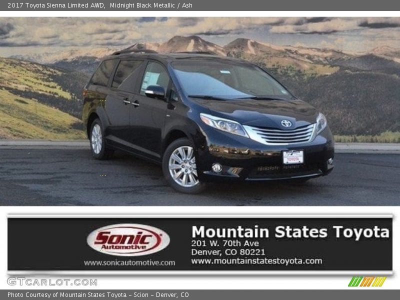 Midnight Black Metallic / Ash 2017 Toyota Sienna Limited AWD