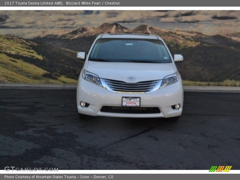 Blizzard White Pearl / Chestnut 2017 Toyota Sienna Limited AWD