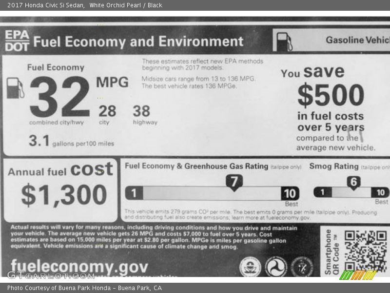 White Orchid Pearl / Black 2017 Honda Civic Si Sedan