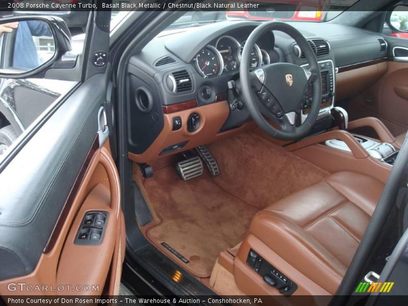 Basalt Black Metallic / Chestnut/Black Natural Leather 2008 Porsche Cayenne Turbo
