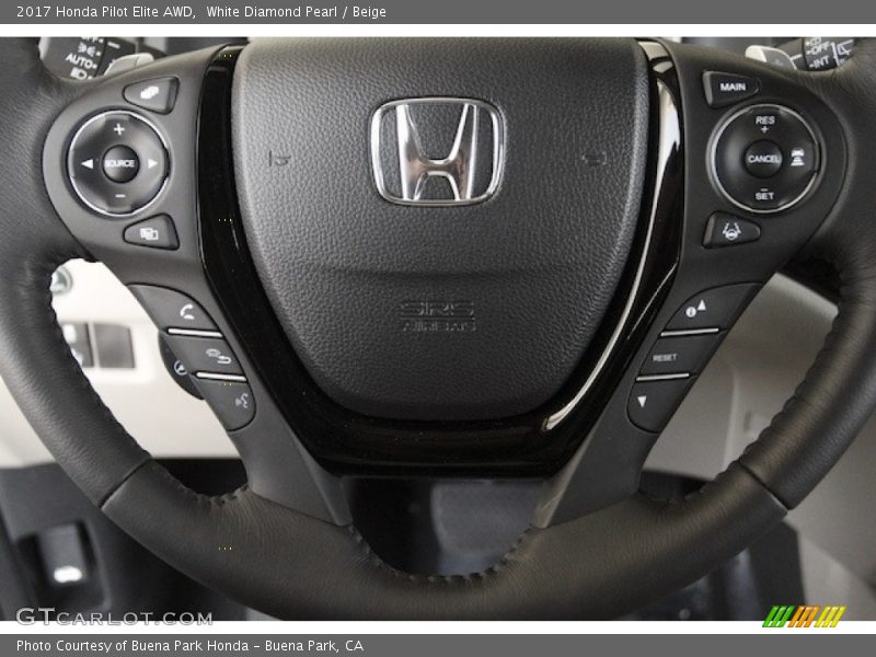 White Diamond Pearl / Beige 2017 Honda Pilot Elite AWD
