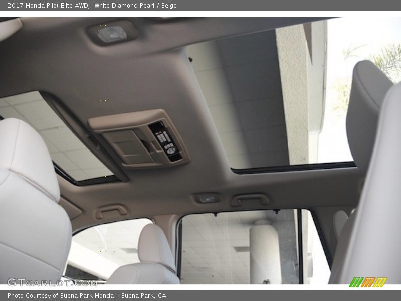 White Diamond Pearl / Beige 2017 Honda Pilot Elite AWD