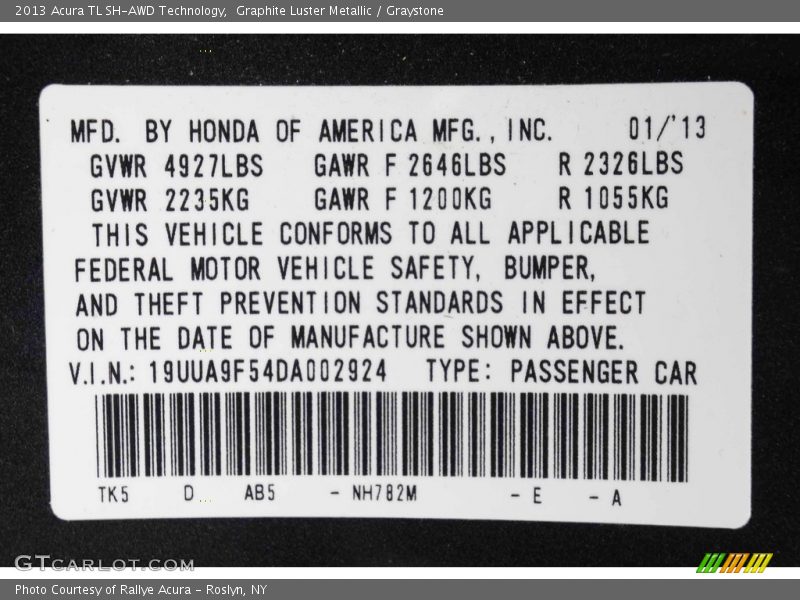 Graphite Luster Metallic / Graystone 2013 Acura TL SH-AWD Technology
